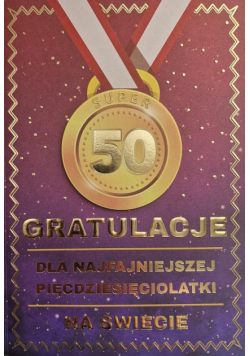 Karnet Urodziny 50 medal damskie