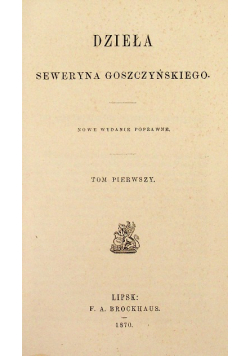 Dzieła Tom 1, 1870 r.