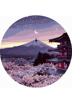 Malowanie po numerach okrągłe - Góra Fuji... 40cm