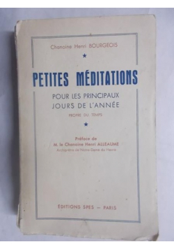 Bourgeois Chanoine - Petites Meditations, 1938 r.