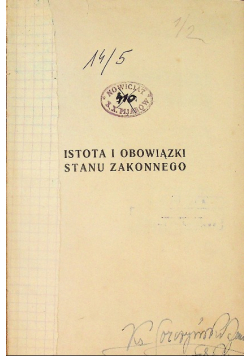 Istota i obowiązki stanu zakonnego, 1930 r.