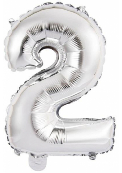 Balon foliowy mini cyfra 2 srebrna 37,5x40cm