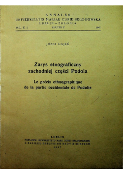 Zarys etnograficzny zachodniej części Podola 1947 r.