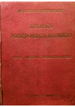 Kodeks postepowania karnego Tom 1 1929 r.
