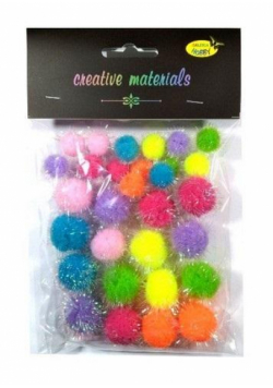 Pompony glitter wiosenne 15-25mm 30szt