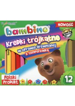 Kredki Bambino drewniane trójkątne 12 kolorów + temperówka
