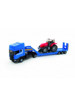 Samochód ciężarowy Scania z traktorem na lawecie 1:48 mix