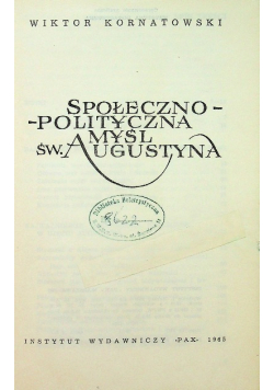 Społeczno-polityczna myśl św. Augustyna