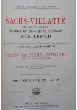 Sachs - villatte enzyklopädisches Französisch-Deutsch und Deutsch-Französisches , 1911r.