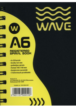 Kołozeszyt A6 Wave w kratkę 120 kartek żółty