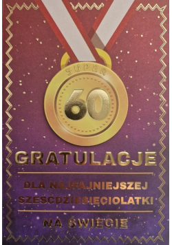 Karnet Urodziny 60 medal damskie