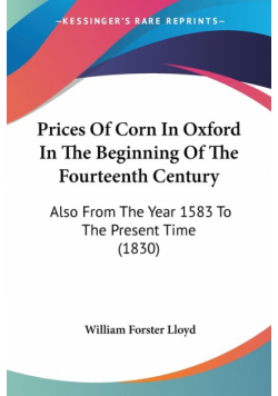Prices Of Corn In Oxford In The Beginning Of The Fourteenth Century