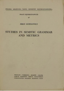 Studies in semitic grammar and metrics