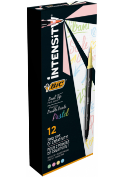 Flamastry dwustronne BIC Intensity Dual Tip Pastel Pisak 12 kolorów