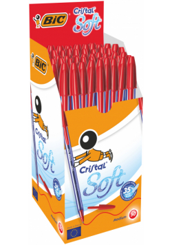 Paczka Długopis czerwony BIC Cristal Soft pudełko 50szt