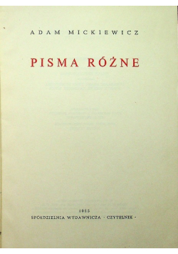 Mickiewicz Dzieła Tom XIII Pisma różne