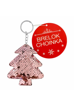 Brelok cekinowy choinka róż