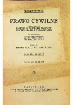 Prawo Cywilne Tom IV 1933 r.
