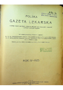 Polska gazeta lekarska Rok IV nr 1 do 52 1925 r.