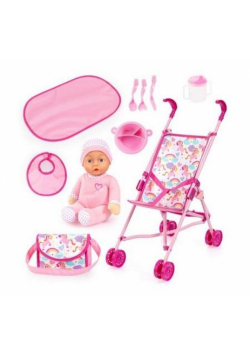 Wózek spacerówka z lalką i akcesoriami Buggy