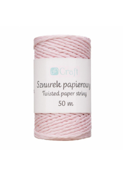 Sznurek papierowy skręcany 50m różowy