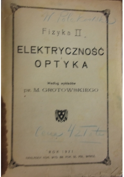 Elektryczność i optyka,1921r