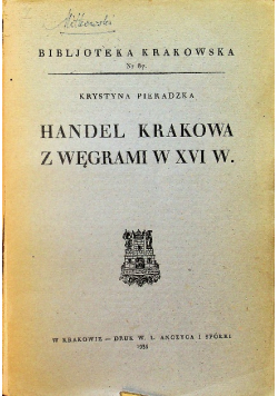Handel Krakowa z Węgrami 1935 r.