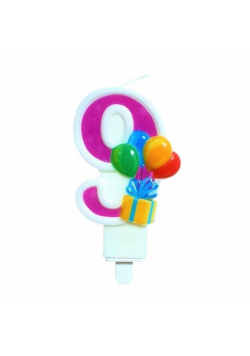 Świeczka urodzinowa 9 z balonami