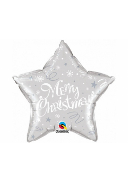Balon foliowy Merry Christmas srebrny
