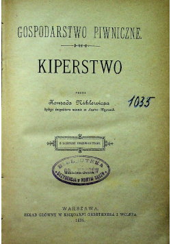 Gospodarstwo Piwnicze Kiperstwo 1895 r.