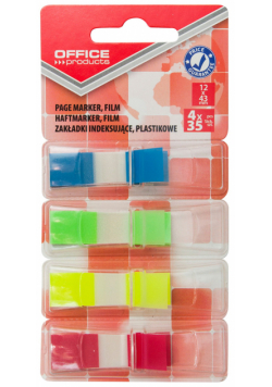 Zakładki indeksujące standard Office Products PP 12x43mm blister mix kolorów