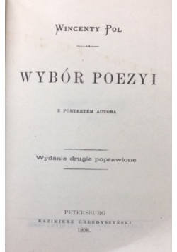 Wybór poezyi Reprint z 1898 r. Miniatura