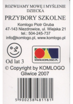 Karty Rozwijamy mowę i myślenie dziecka Przybory szkolne