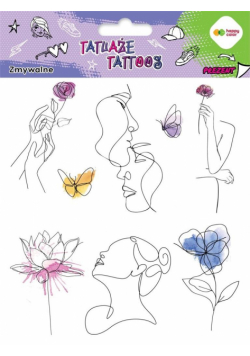 Tatuaże zmywalne Llineart + Aquarella HAPPY COLOR