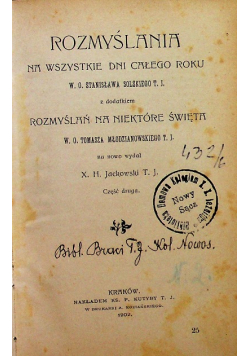Rozmyślania na wszystkie dni całego roku Część druga 1902 r.