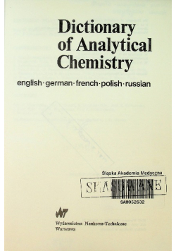 Dictionary of Analytical Chemistry