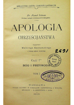 Apologia chrześcijaństwa Część pierwsza Tom 1 1905 r.