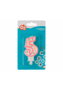 Świeczka cyfra 5 z kropeczkami 7.5cm