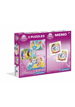 Puzzle Księżniczki 2x20+100 + Memo