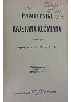 Pamiętniki Kajetana Koźmiana, 1907r.