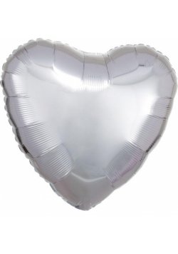 Balon foliowy metalik srebrny serce 43cm