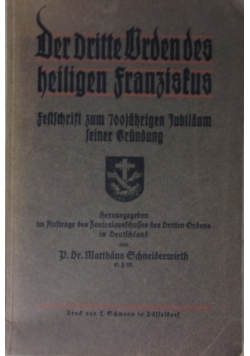 Der Dritte Orden des heiligen Franziskus, 1921r.
