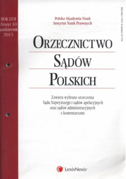 Orzecznictwo Sądów Polskich 10/2013