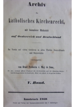 Archiv fur katholisches Kirchenrecht, 1860 r.