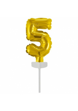 Balon foliowy mini cyfra 5 złota 7x12cm