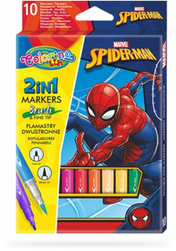 Flamastry dwustronne Colorino Kids 10 kolorów Spiderman