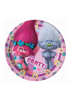 Talerzyki papierowe Trolls 20cm 8 sztuk
