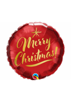 Balon foliowy Christmas Gold Script Red