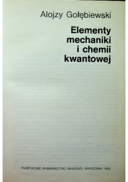 Elementy mechaniki chemii kwantowej