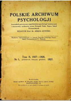 Polskie archiwum psychologji Tom II  1927 1928 r.